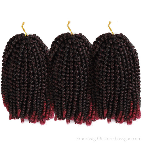 Spring Twists Crochet Hair Extension Prelooped Curly Afro Braids Hair 8inches 110g Solid And Ombre Color Synthetic Fiber
